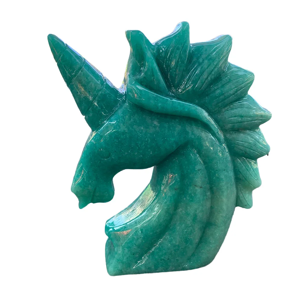 Custom Natural Amazonite Unicorn Figurine - 12cm Handcrafted Gemstone Mythical Horse Head Statue Collectible Home Decor