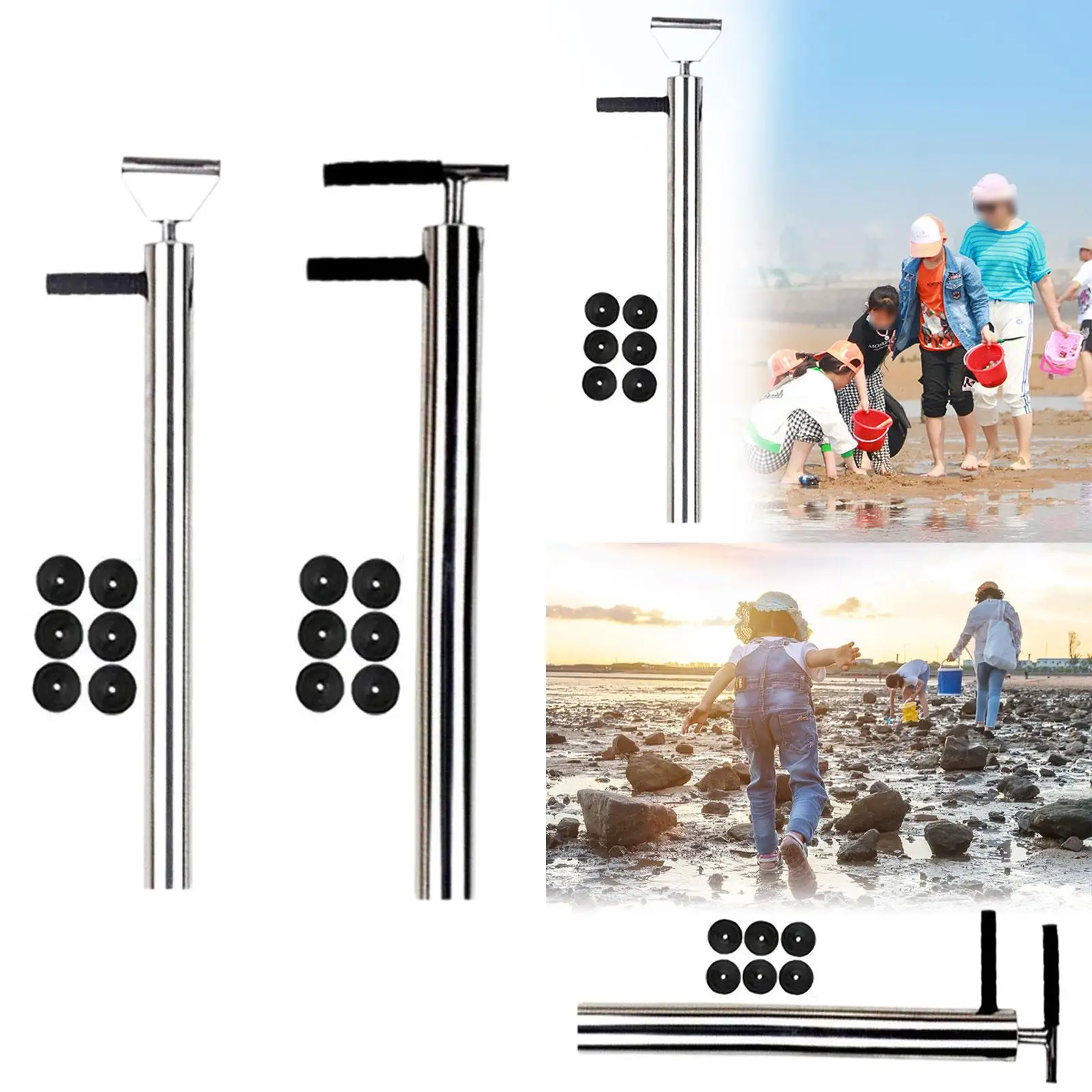 Shrimp Pump Rust Resistant Stainless Steel Multipurpose Easy to Carry Sea-catching Tools Sea Sausage Pumping for Beach Comb Sea