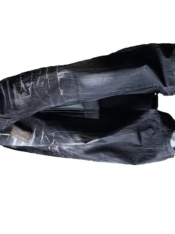 

Японские джинсы в стиле ретро, черные широкие микро-клеш Y2K, мужские свободные повседневные брюки с принтом тай-дай, уличная одежда