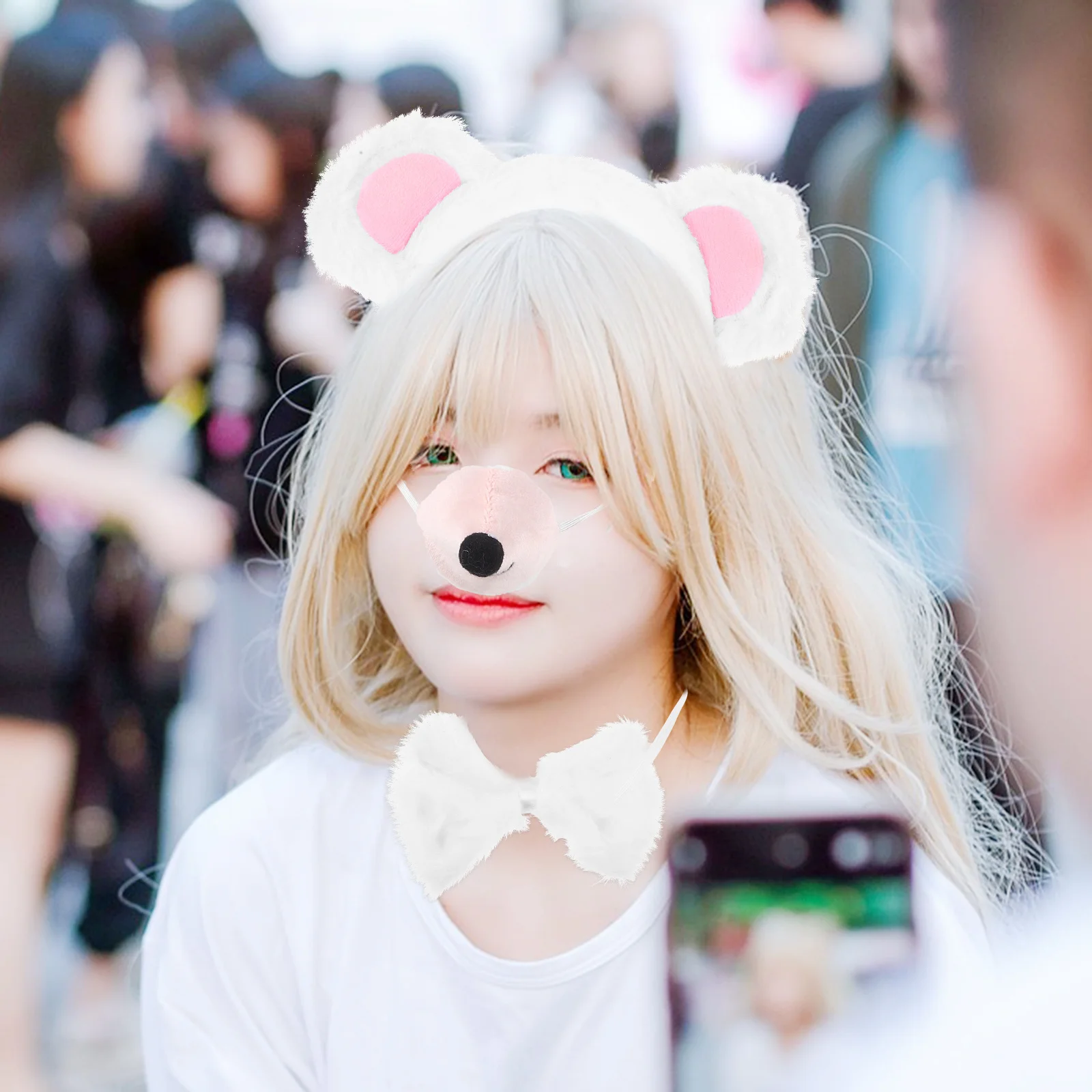 1 مجموعة الدب الأذن عقال مع الذيل مجموعة الحيوان زي الاكسسوارات آذان تأثيري للأطفال الفتيات فستان حفلة لعب الأدوار الدعائم