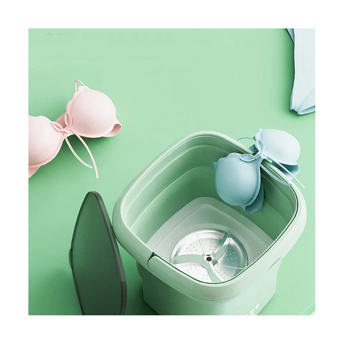 

Portable Washing Machine Mini Washer Cleaning Blue Light Half Automatic Washt Socks for Apartment Travelling US Plug-B