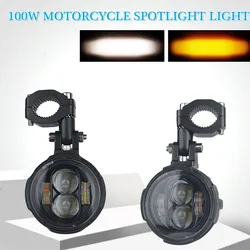 Motorcycle Headlight Auxiliary Fog Lights LED Spotlight 100W Driving Fog Lamp With Switch Yellow White Lamp Motorcycle LED Light