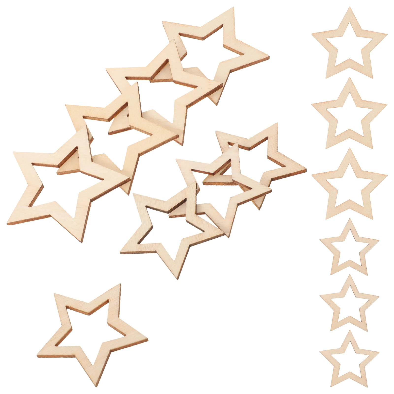 

110pcs Unfinished Wood Star Cutouts 1.57'' 1.97'' Blank Small Stars For Craft Decoration Diy Wall Art Christmas Tree Ornament