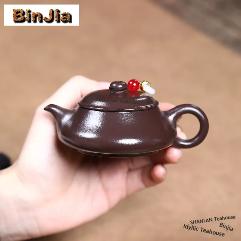 

90 мл древние фиолетовые глиняные чайники Исин, горшок для эскизов ручной работы, чайник из необработанной руды, черная грязь, китайский чайный сервиз Zisha, коллекция, подарок