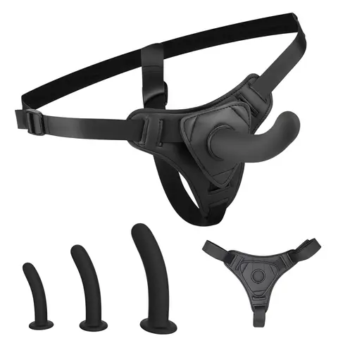 Adjustable Double‑Layer PU Leather Strap On Harness 3 Sizes Dildo Optional BDSM Pegging Toy for Lesbian Couples Adult Kit
