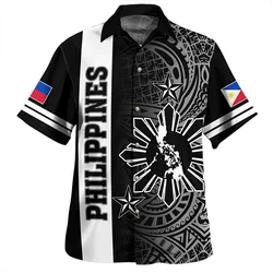 Summer Vintage 3D Printing Republic Of The Philippines National Flag Shirts PINOY  Filipinos Emblem Graphic Short Shirts Men Top