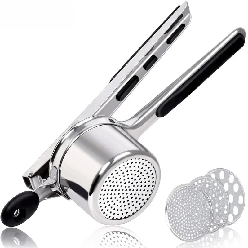 

Stainless Steel Potato Ricer with Interchangeable Fineness Discs Silicone Grip Handle Kitchen Tools Leeseph Fruit Vegetable Tool