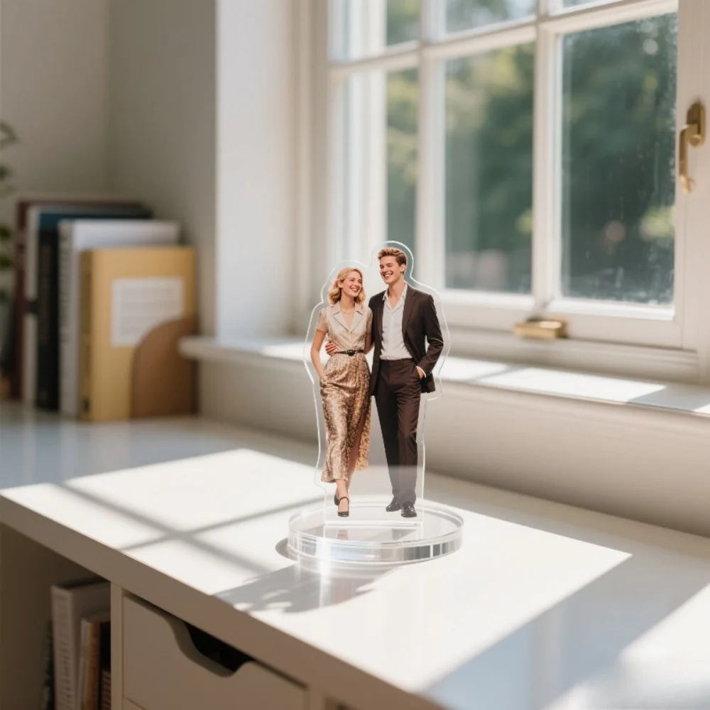2D Flat-1pc Personalized Wedding Couple Photo Acrylic Sculpture - Custom Birthday, Mother'S Day Gift - Elegant Desktop Decor