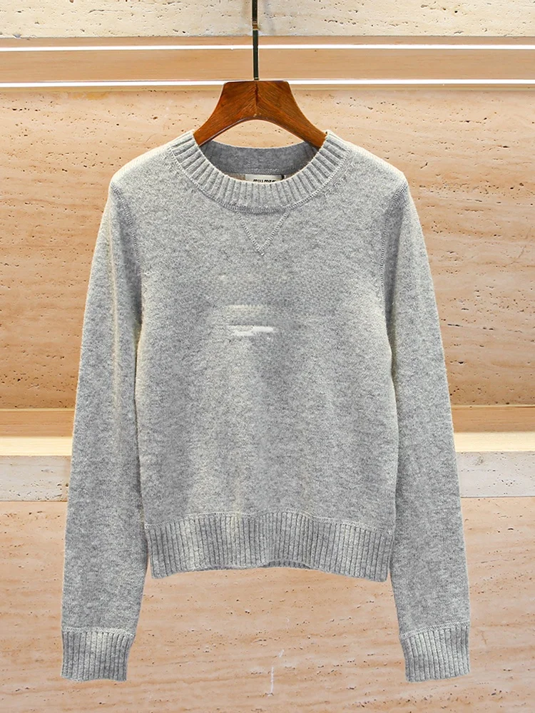 

Miumem Premium Knitted Sweater Letter Pattern College Sle Long Sve Crew Ne ort Length Commute Sle Knitted Top