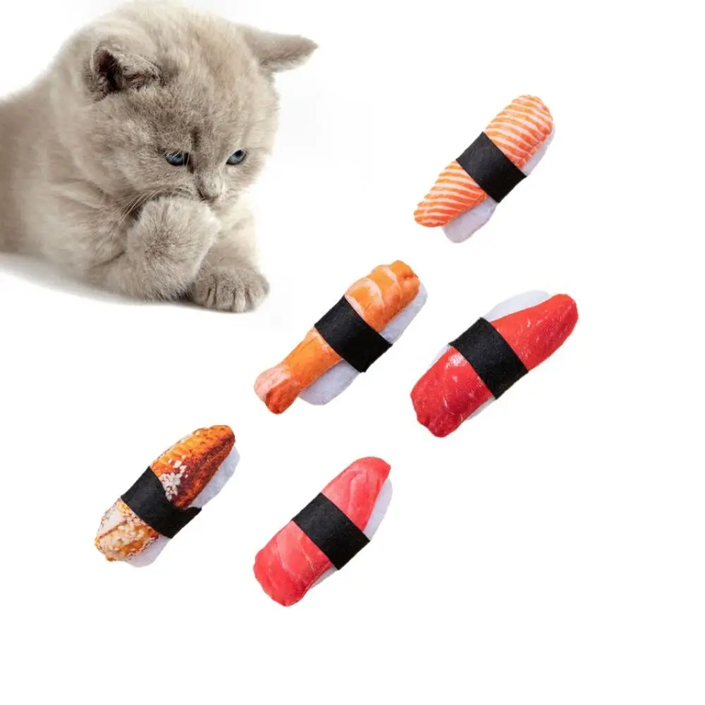 

Cute Simulation Catnip Toy Bite Resistant Sushi Shape Cat Chew Toy Wear-resistant Soft Cat Molar Toy For Pet Teeth Grinding
