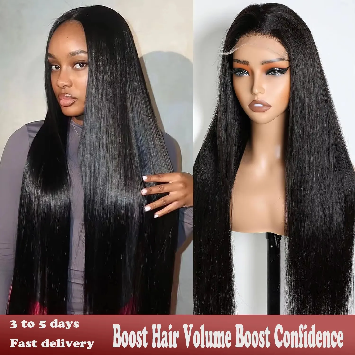 

40 Inch Bone Straight 250 Density Pre Plucked Lace Frontal Human Hair Wig Brazilian Remy 13x6 13x4 HD Transparent Lace Front Wig