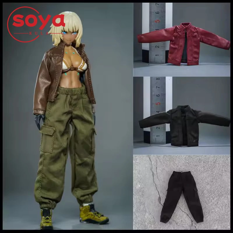 Veste en cuir de soldat pour femme, Leggings, pantalons de sport, vêtements, modèle adapté aux poupées corporelles de figurine d'action de 6 pouces, échelle 1/12