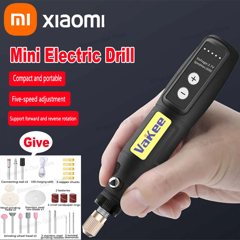 Xiaomi Mini Bohrmaschine USB Wireless Handheld Bohrer Dreh Werkzeug Holzbearbeitung Gravur Stift Dremel Werkzeuge für Schmuck Metall Glas