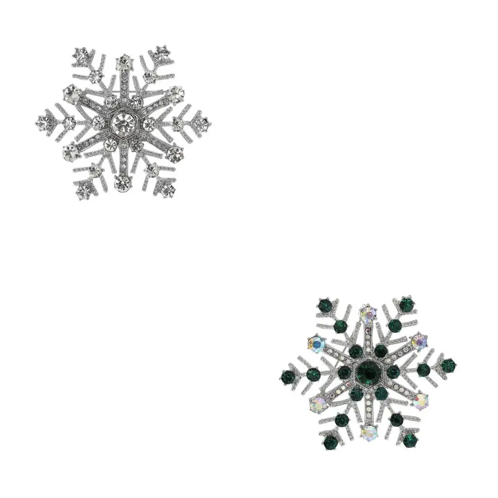  Delicate Rhinestones Alloy Brooch Pin Snowflake Design Lightweight Chest Decoration For Holiday Outfit Enhancement