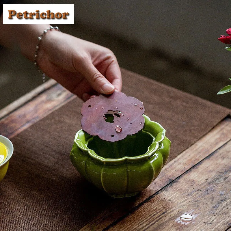 350 مللي صفائح نحاسية مصنوعة يدويًا طبقة مزدوجة زهور الكستناء المائية جيانشوي غسل كوب وعاء تشاكسي لوازم معدات الشرب #5