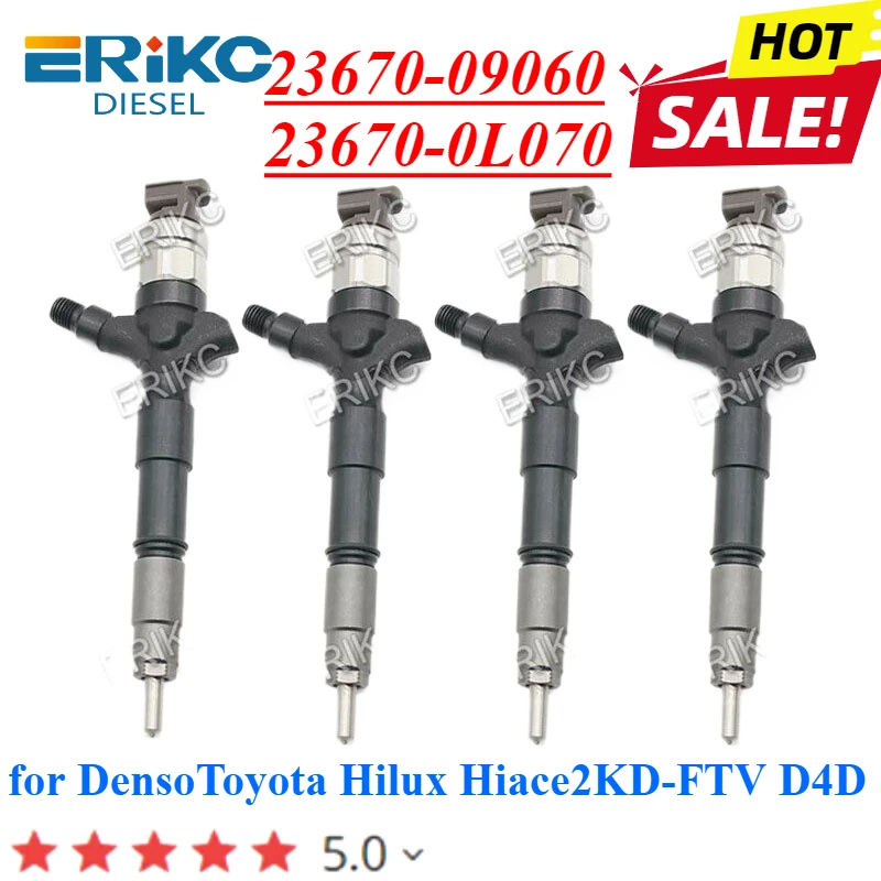 4PCS 23670-09060 23670-0L070 Diesel Fuel Injector 2367009060 236700L070 Auto Spare Parts for DensoToyota Hilux Hiace2KD-FTV D4D