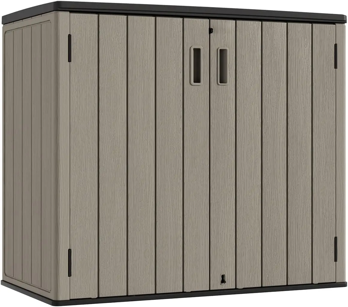 Outdoor Horizontal Storage Sheds,Outdoor Storage Cabinet Waterproof Resin Tool Storage Box for Lawn Mower,Garden Tools and Patio