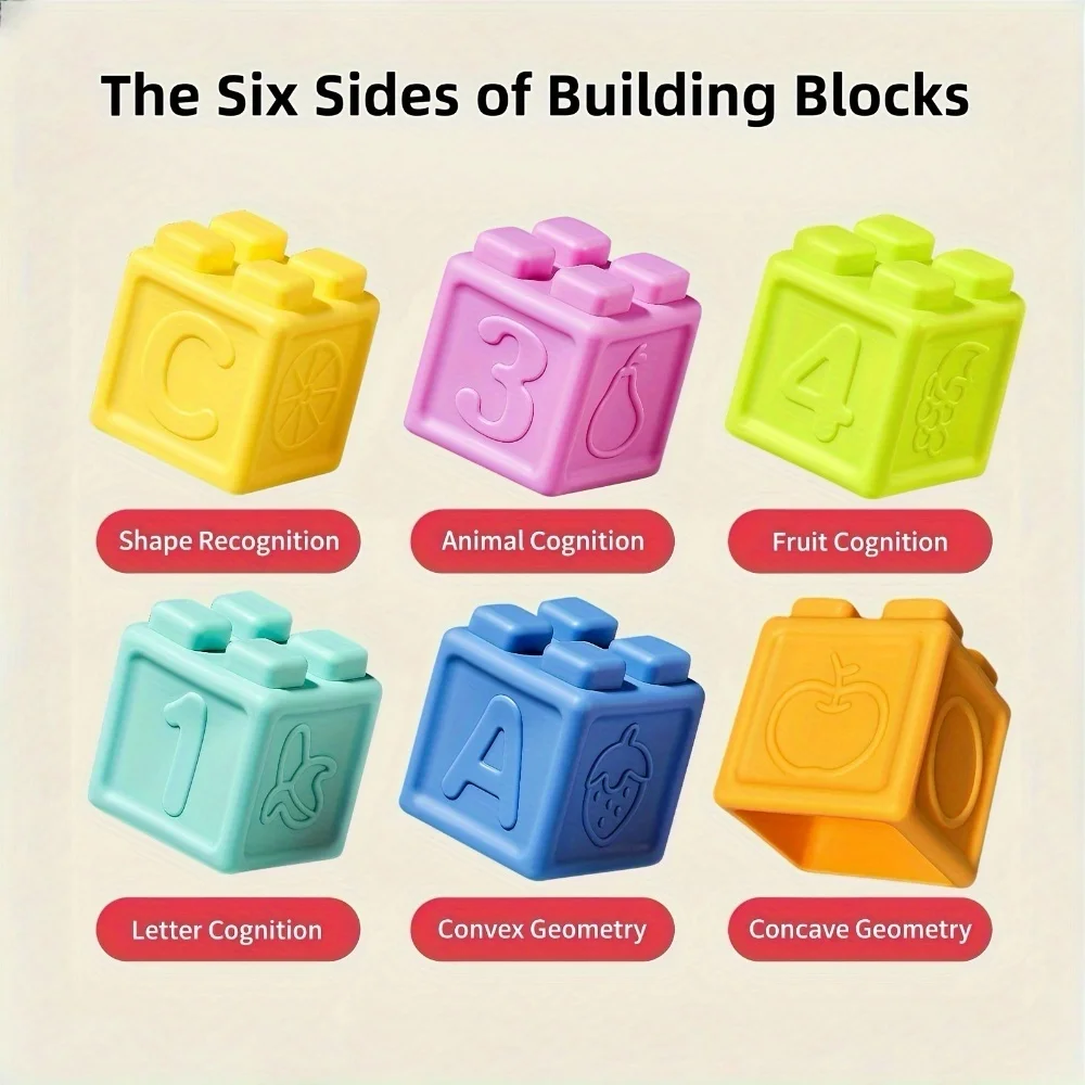 التراص والفرز ألعاب مكعبات البناء للرضع والأطفال الصغار، تطوير المهارات الحركية الدقيقة، هدية تعليمية #6
