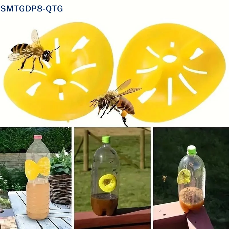 *5/10/20pcs Yellow Plastic Wasp Trap Funnel One Way Entry Easy Installation Fits Most Bottles For Beekeeping Garden Pest Control