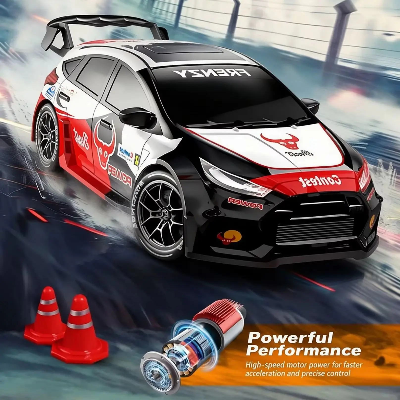 1/24 4WD RC Drift Car Remote Control Four-wheel Drive Sports Car With LED Lights Racing High Speed Vehicle Toy Gift for Kid Adul