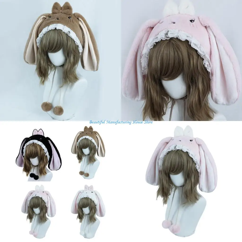 e56a-rabbit-ears-lei-feng-hat-hat-lop-eared-plush-hat-adjustable-for-outdoor-activities-snowboard-motorcycle
