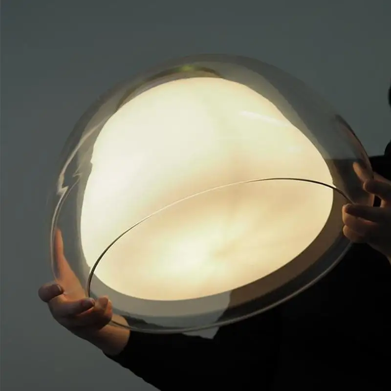Creative Jelly Pendant Light Nordic Design Restaurant Kitchen Light E27 Transparent and Milk White Double Layer Glass Chandelier