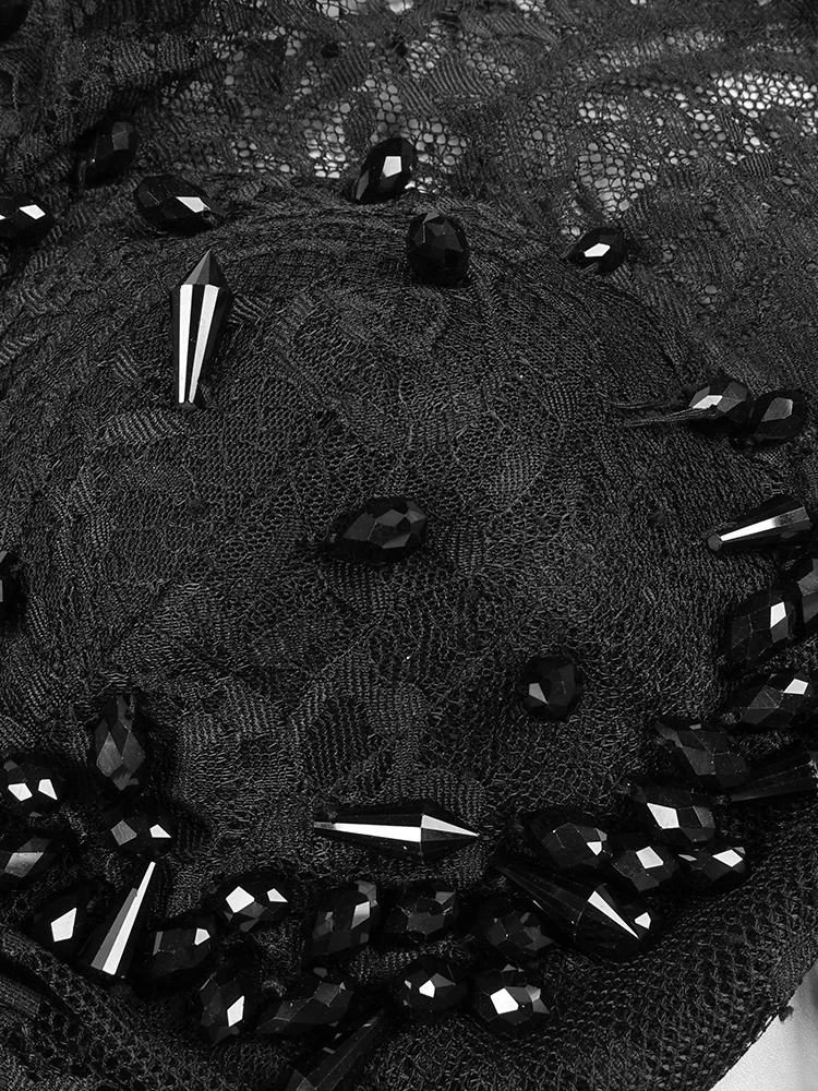 PB 블랙 레이스 V 넥 머메이드 가운, 시어 슬리브 & 트레인 - 섹시한 시스루 포멀 이브닝 드레스 베스티도스