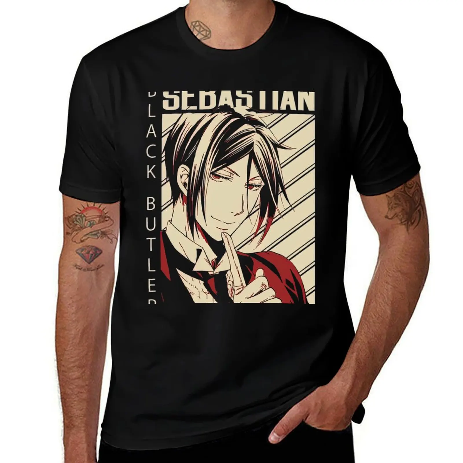 

Sebastian Michaelis Anime T-Shirt new edition man clothes vintage t shirts mens tall t shirts