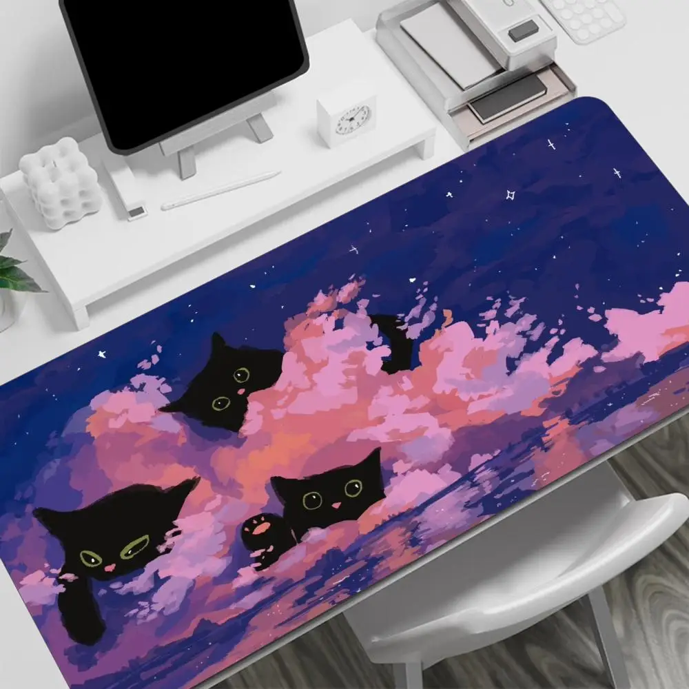 

Cat in the clouds pink desk bedroom office desktop laptop table mat Mouse large size Desk mat keyboard accessories Pad