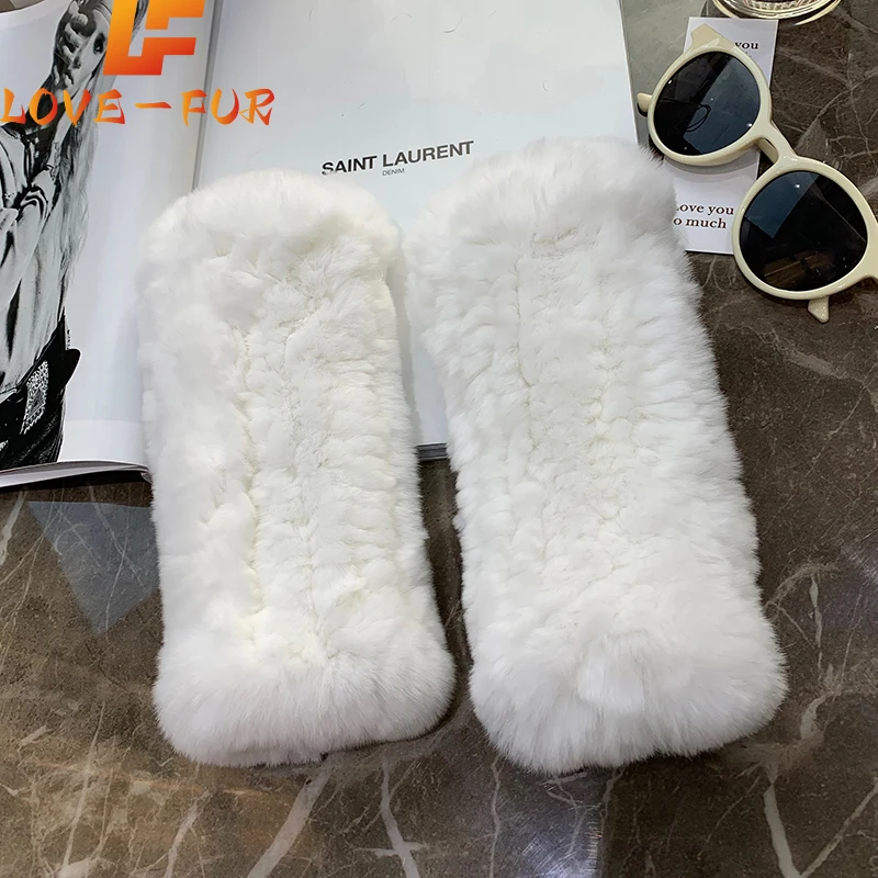 

Hot Sale Winter Real Fur Golve Women Outdoor Warm 100% Real Rex Rabbit Fur Gloves Knit Thick Natural Soft Rex Rabbit Fur Mittens