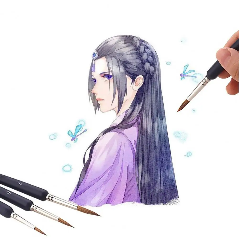 ชุดแปรงระบายสีอย่างละเอียดที่มีความแม่นยำสูงขนไนลอนสังเคราะห์ระดับพรีเมียมพู่กันระบายสีขนาดเล็กสำหรับโมเดลศิลปะ