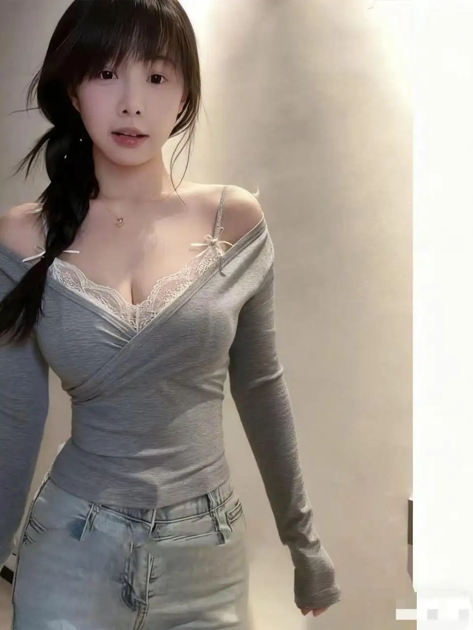 American Style Long Sleeve Sexy T-Shirt Women's Slim Fit Hot Girl Early Autumn New Arrival Fashionable Casual High Waist V-Neck