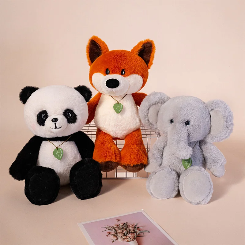 

35cm Cute Run series Fox Panda Elephant Plush Toys Cute Soft Stuffed Animals Doll Pillow For Birthday Gift Valentine's Day