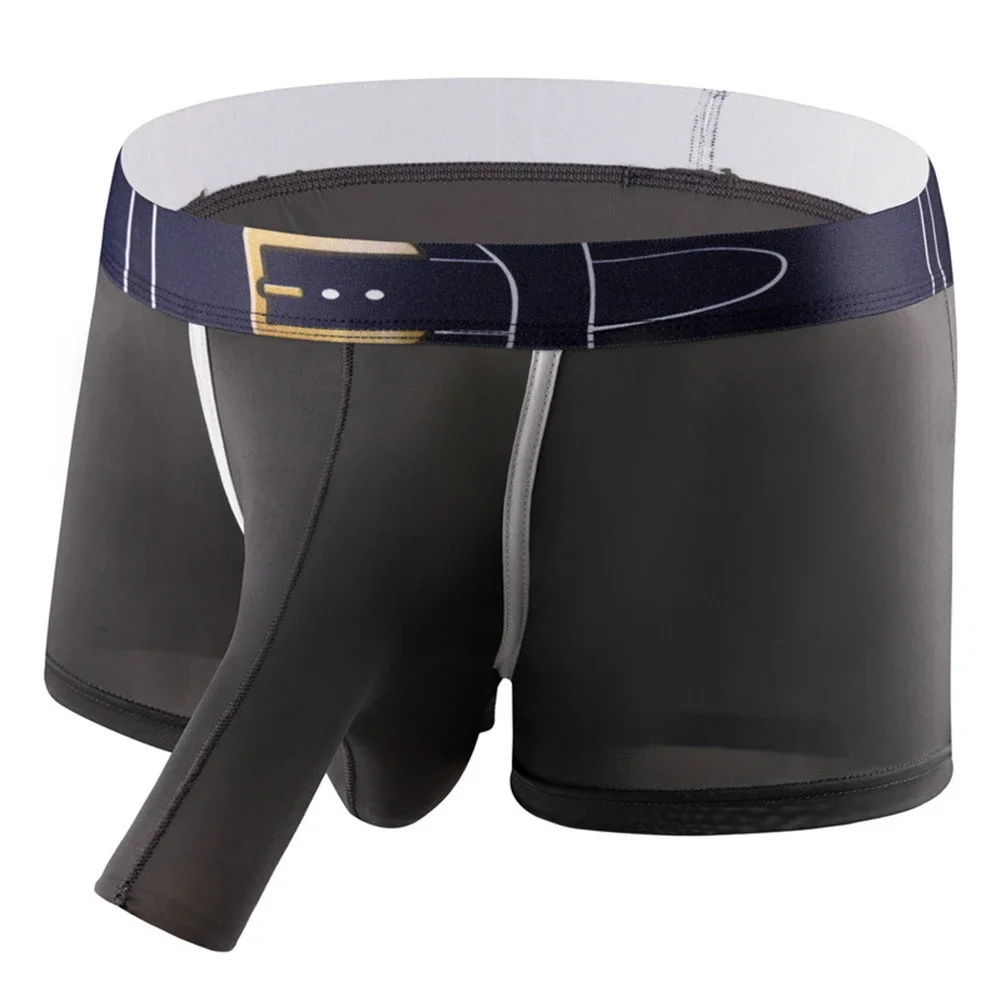 

1pc Sexy Men's Ice Silk Bulge Pouch Boxers Shorts Comfortable Underwear Lingerie Middle Waist Man Panties