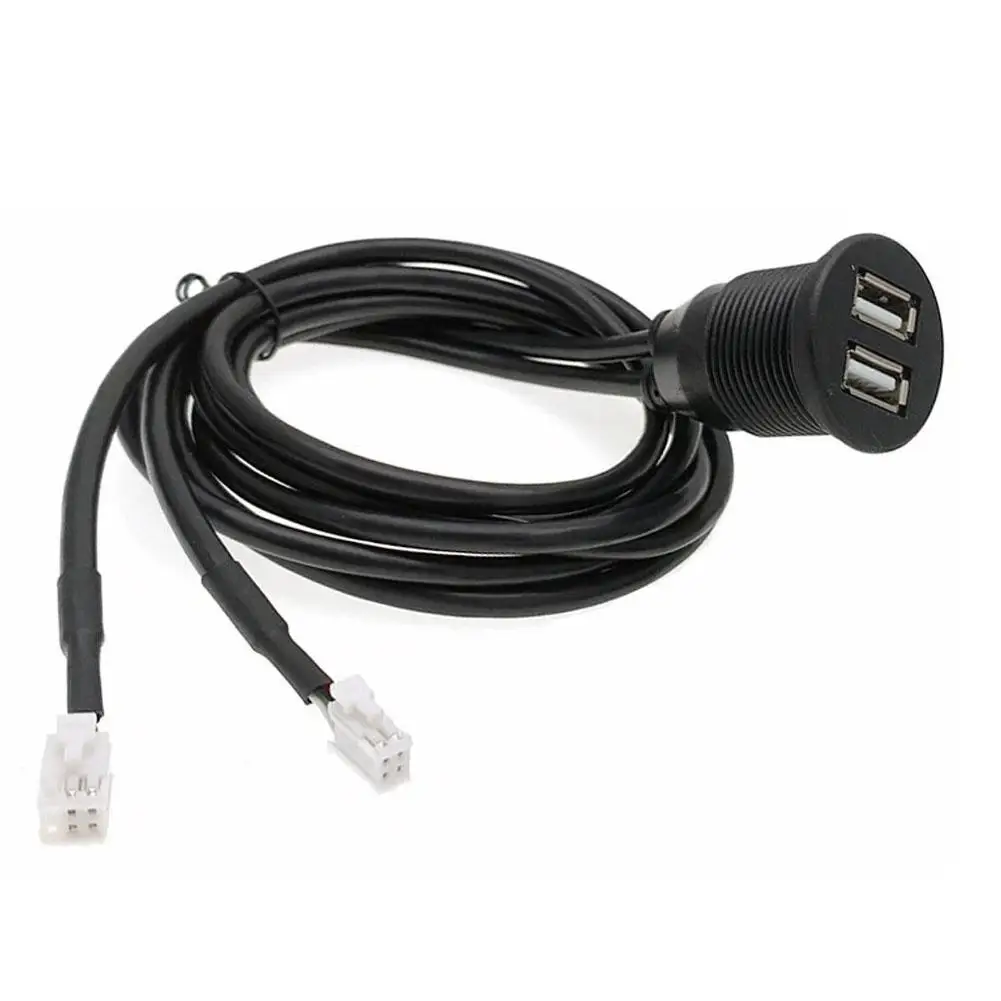 Extension de panneau de montage de tableau de bord double USB à 4 ou 6 broches, adaptateur d'unité de câble blindé pour moto, tête de Radio, Android, lecteur de voiture et bateau D6H6