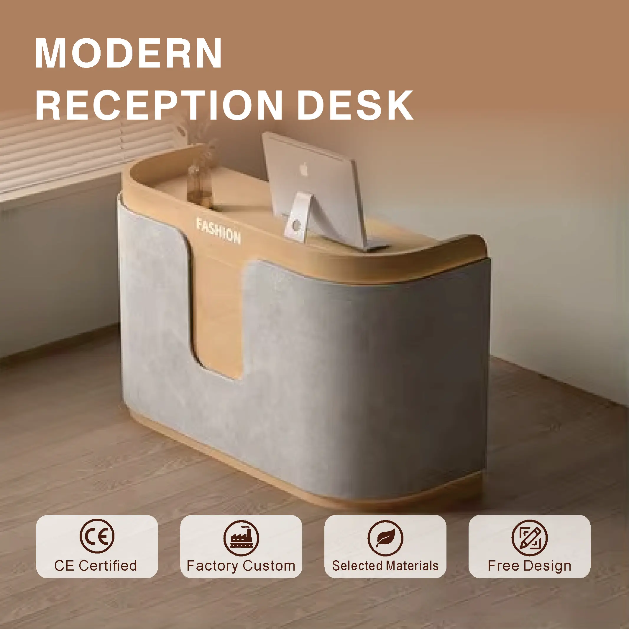 Modern Small Glossy Lacquer Reception Desk for Clothing Store Front Desk for Beauty Salon and Kids Shop