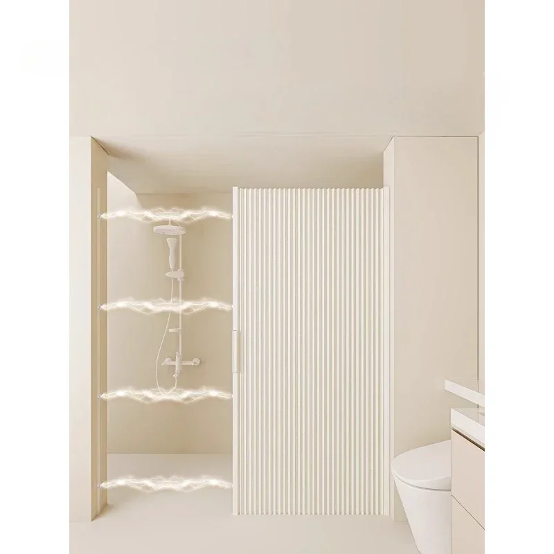 Invisible shower curtain Magnetic trackless folding toilet Bathroom shower partition curtain