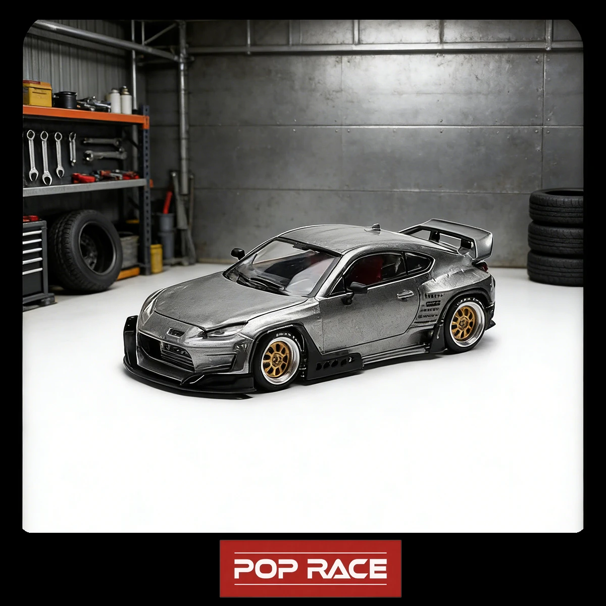 

POP RACE PR640235 1:64 Toyota GR86 PANDEM Widebody Silver Metallic с съемным капотом, литая модель автомобиля, в наличии, готов к отправке