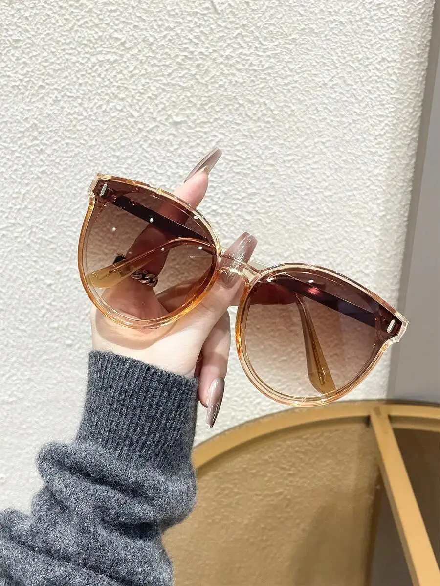 1pc Women Plastic Cat Eye Frame Tinted Lens Personalized Fashion Glasses For Vacation Rave Party Outdoor Vacation Driving view 2