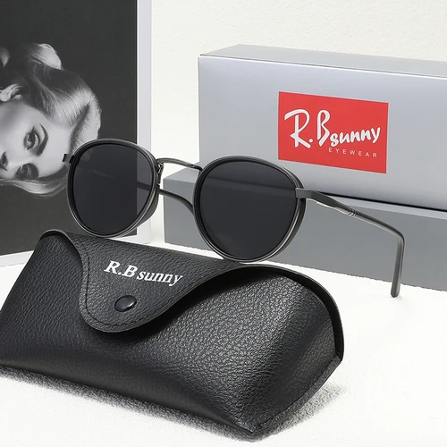 Imagen 2 del producto Gafas de sol polarizadas de moda vintage para mujeres y hombres Steampunk tonos redondos UV400 viajes de conducción al aire libre