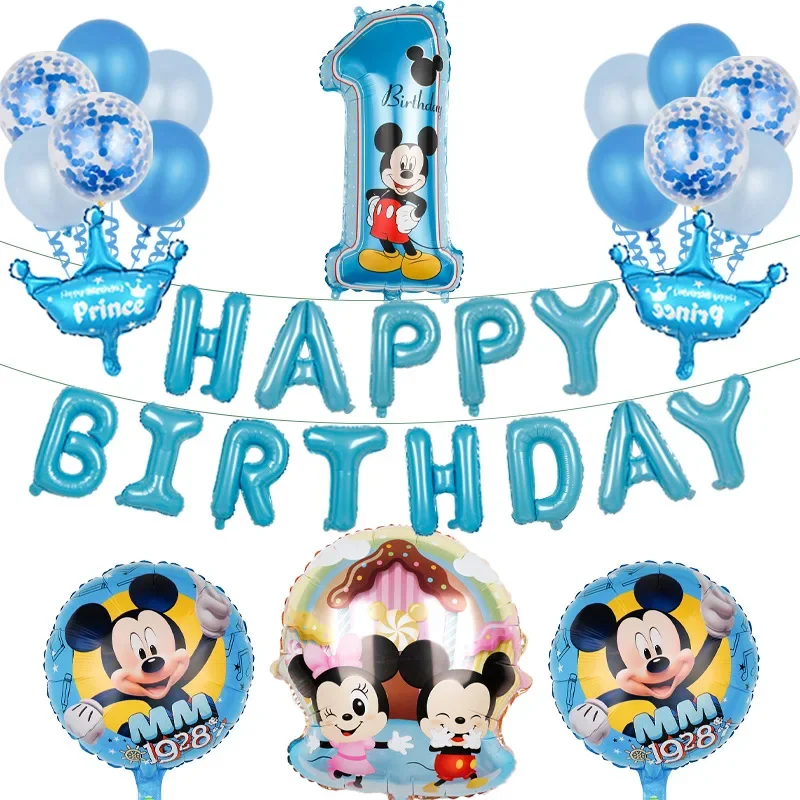 Disney motyw myszki Mickey Mickey Minnie Cake urodziny dziecka chrzest cyfrowy dekoracja ścienna w tle zestaw balonów