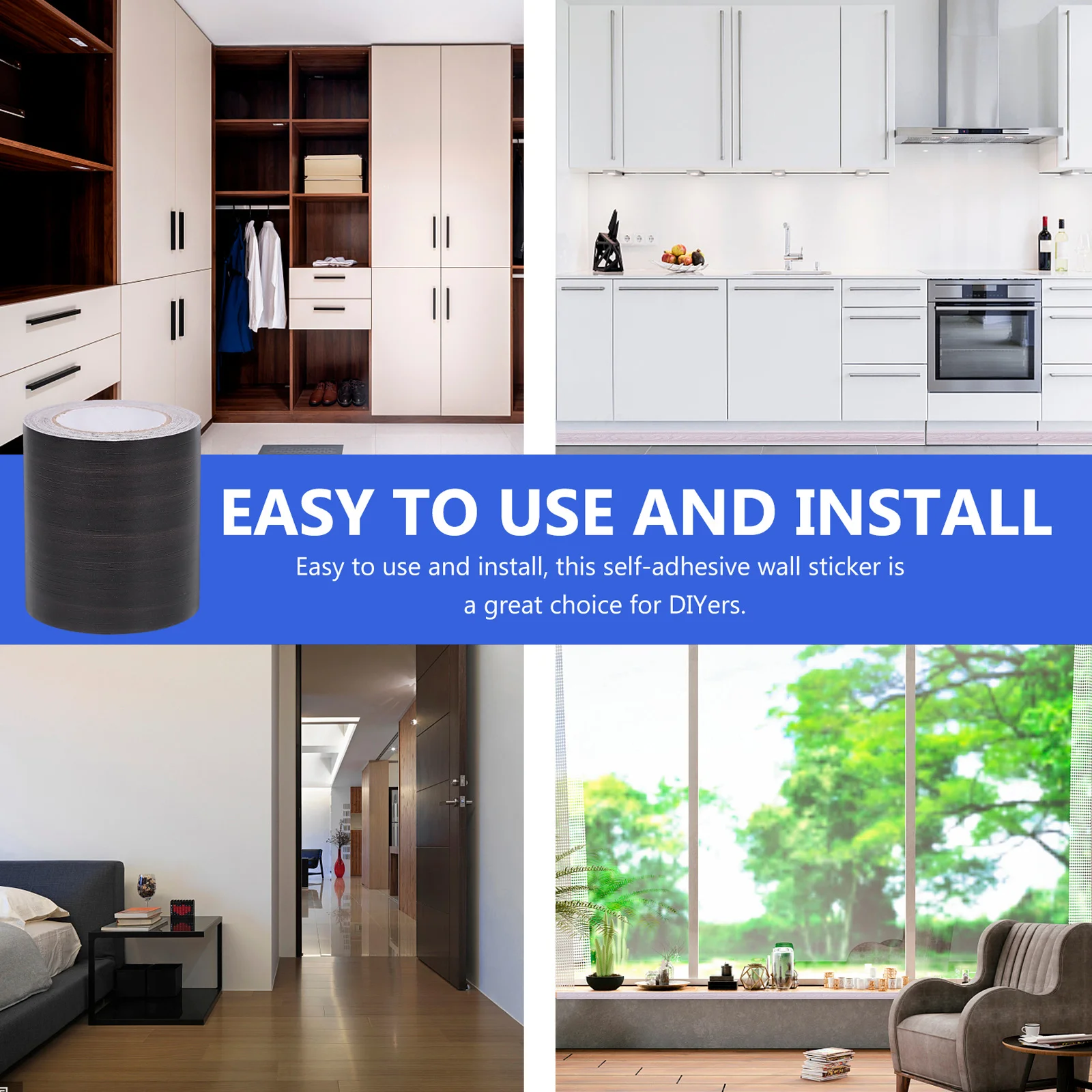 

2 Rolls Self-Adhesive Kickboard Decorative Sticker 5 Meters Floor Wall Trim Cover for Home Renovation Peel and Stick Molding