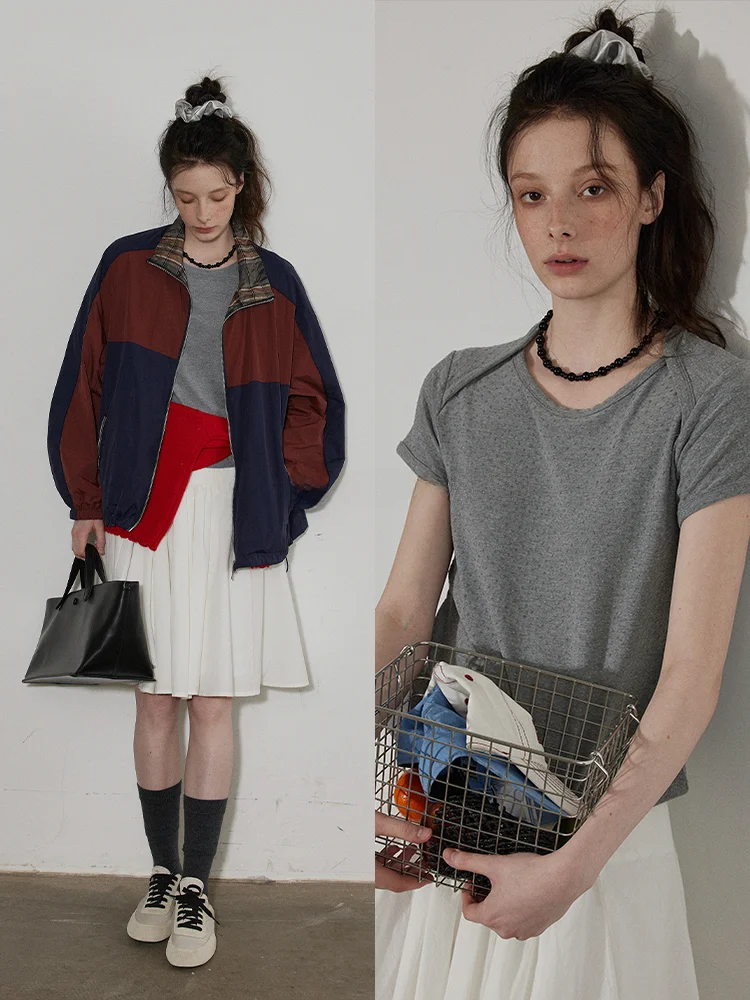 

Женская футболка Lofi Choose с вышивкой в ​​точку, свободного кроя, универсальный топ для похудения, весенний новый дизайн, повседневная одежда