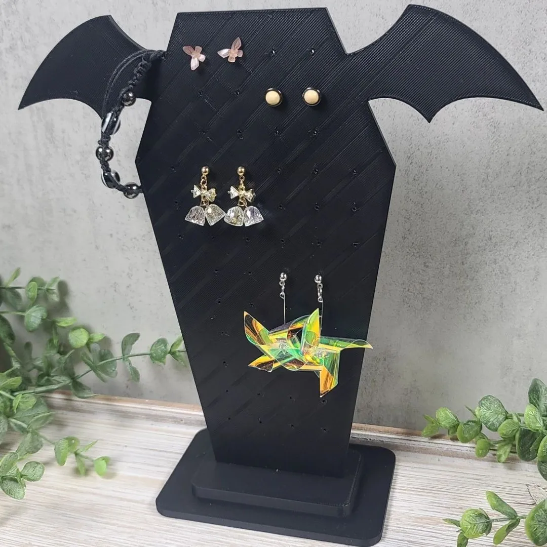 Gothic Bat Shaped Earring Display Stand 3D Printed Jewelry Display Stand Earring Stand Detachable
