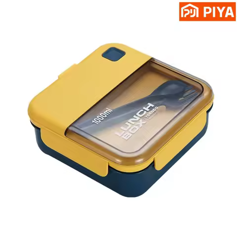 Portable Lunch Box Grid Children Student Office Bento Box with Fork Spoon Leakproof Microwavable Prevent School Food Storage Box