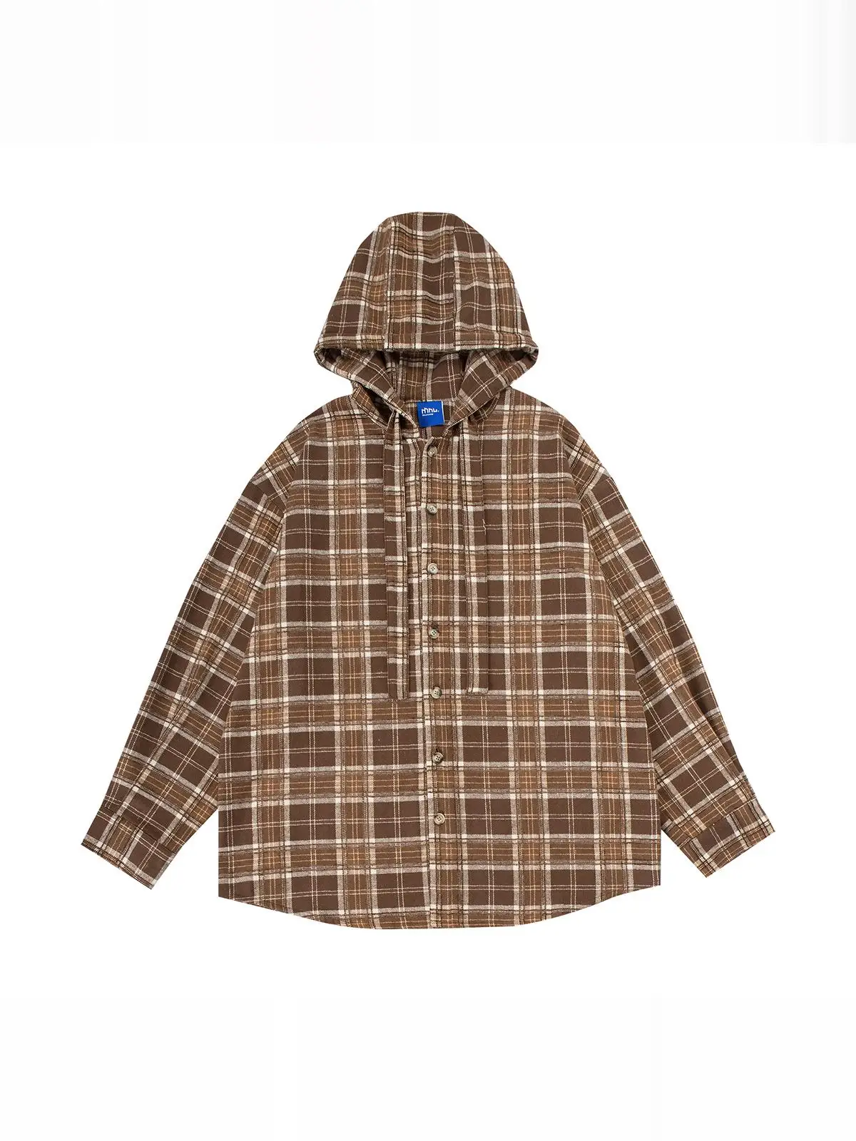 

Кардиган MAG Lazy Plaid с капюшоном, удлиненный, в стиле ретро, для пар, в американском стиле, для молодежи, осенний сезон