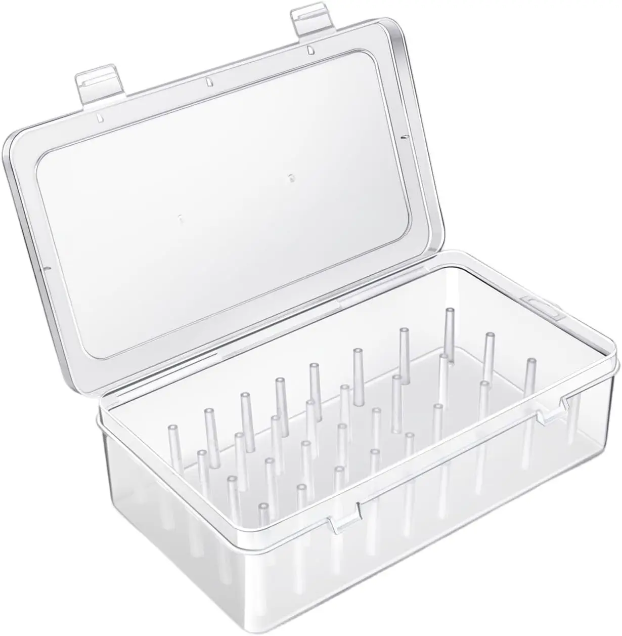 

Коробка для хранения кондитерских насадок, пластиковый органайзер большой вместимости с 42 крючками и крышкой, прозрачный футляр для кондитерских инструментов для кухни, прочный и долговечный.