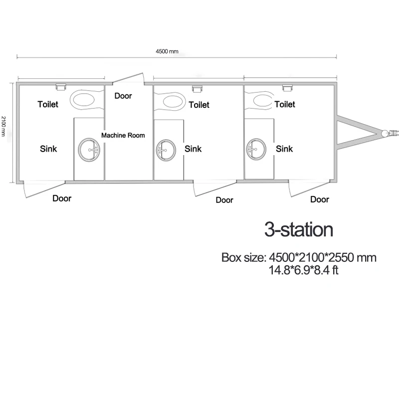 Luxury Mobile Toilets Cabin Movable Container for Camping Outdoor Restroom Trailer With Shower Mobile Toilet Trailer