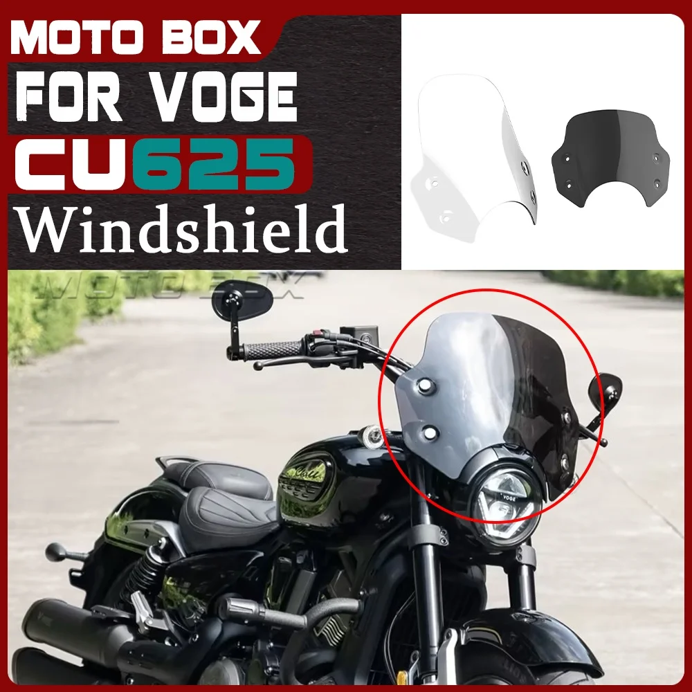

For VOGE CU625 Motorcycle 5mm Thickened High Clear Tall Windshield Smoke Front WindScreen