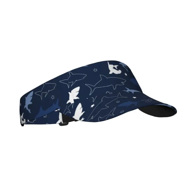 Cute Cartoon Sharks Pattern Sun Visor Hat Adjustable Empty Top Baseball Cap Outdoor Beach Golf Running Tennis Caps for Women Men